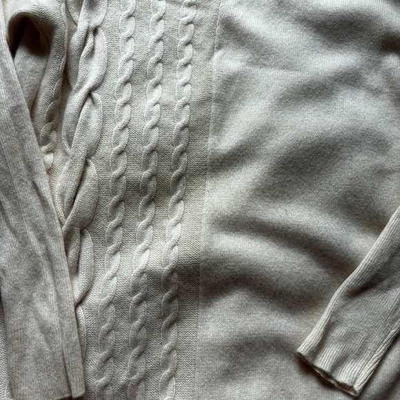 Cashmere Central Park West Cream/Butter Cable Knit Sweater - Picture 8 of 8